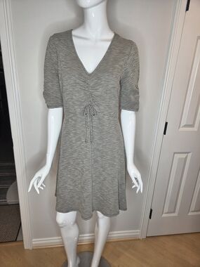 LC Lauren Conrad Black Tan Check Knit Shirt Sleeve Dress